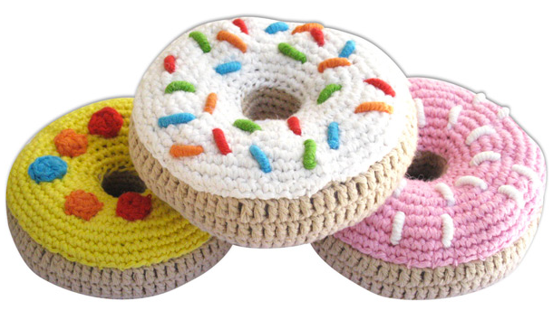 Crocheted Donut Baby Rattles by Cheengoo, all handmade