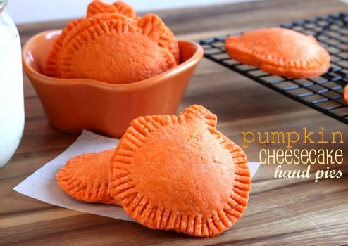 Pumpkin Cheesecake Hand Pies made with Halloween cookie cutters at Created by Diane