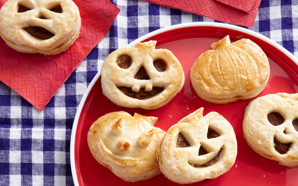 Pumpkin Pie Pop-Tarts made with Halloween cookie cutters at Weelicious