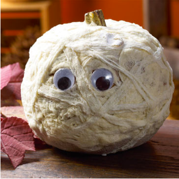 No-carve pumpkin decorating ideas: Glow in the dark mummy pumpkin from Michael's