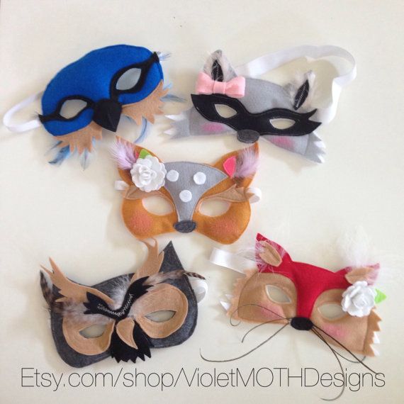 Woodland Creature halloween masks at Violet Moth Designs