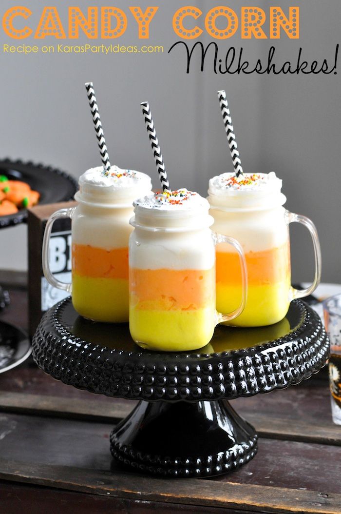 Candy corn recipes for Halloween: Candy Corn milkshake at Kara's Party Ideas