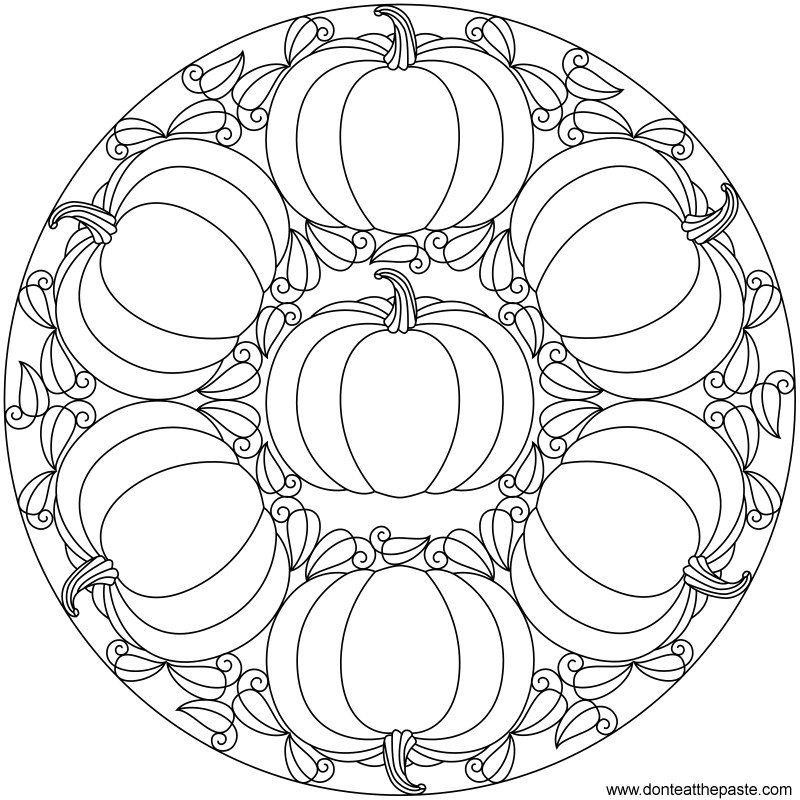 Free Halloween Pumpkin mandala coloring page printable | Don't Eat the Paste