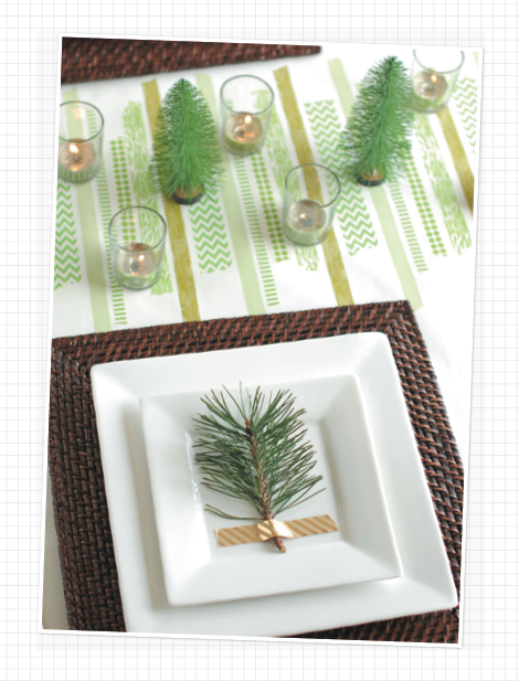 A Washi Tape Christmas by Kami Bigler provides washi tape Christmas crafts like these place settings