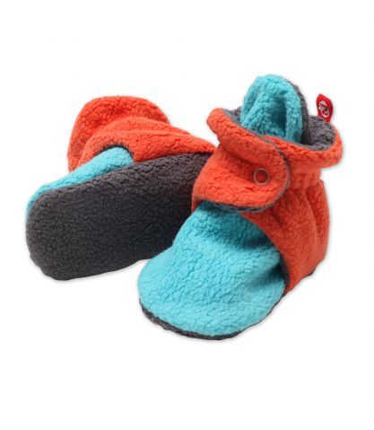 Zutano color block baby booties in blue and red