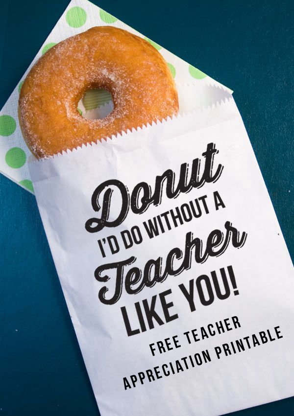 Edible gifts for Teacher Appreciation Day: Donut bag printable | Confetti Sunshine