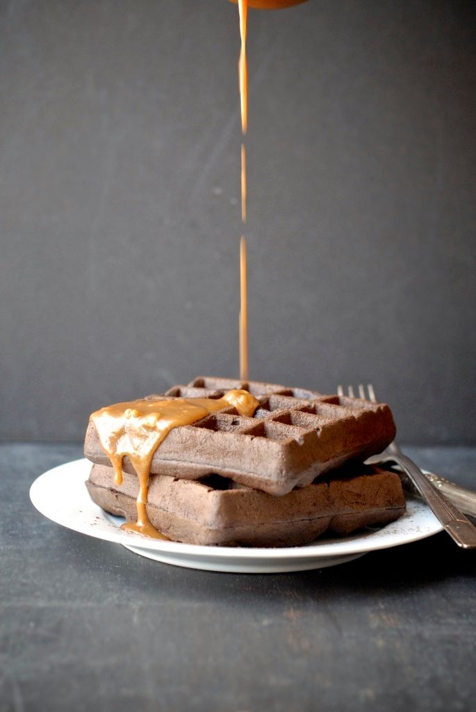 Best waffle recipes: Dark Chocolate Peanut Butter Waffles | Kumquat