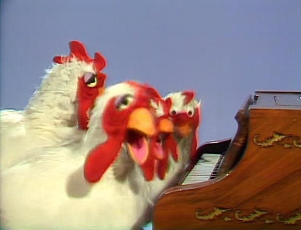 Gonzo's chickens on the piano: The Muppet Show