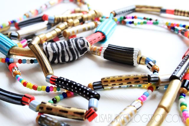 Homemade Mother's Day gifts: Painted noodle beads by Alisa Burke