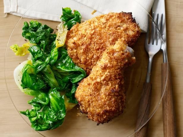 Skinny comfort food recipes: Crispy Baked Fried Chicken by Cat Cora | Food Network