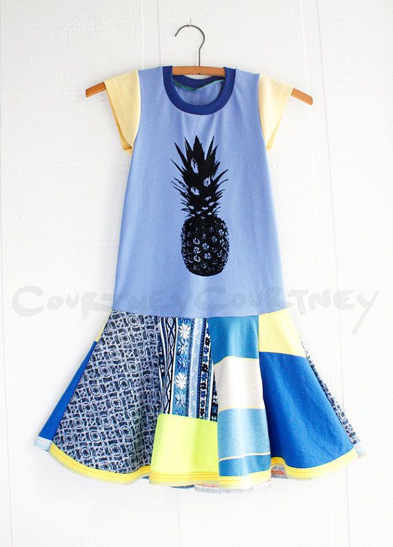 Courtney Courtney pineapple silkscreen upcycled dress on Etsy