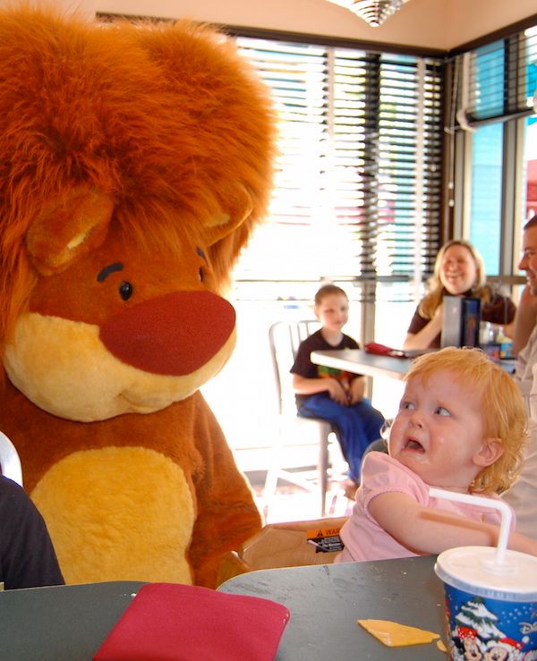 Disney World with a baby tips: If your kid is scared of Santa, you might want to skip the character breakfasts.