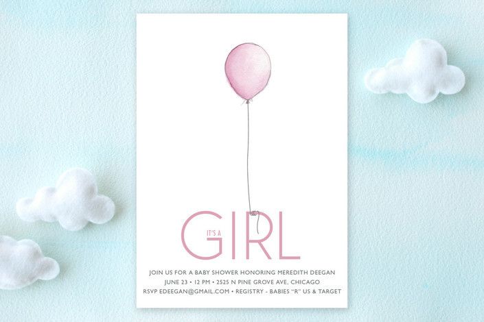 girl balloon baby shower invitations by erin deegan at minted