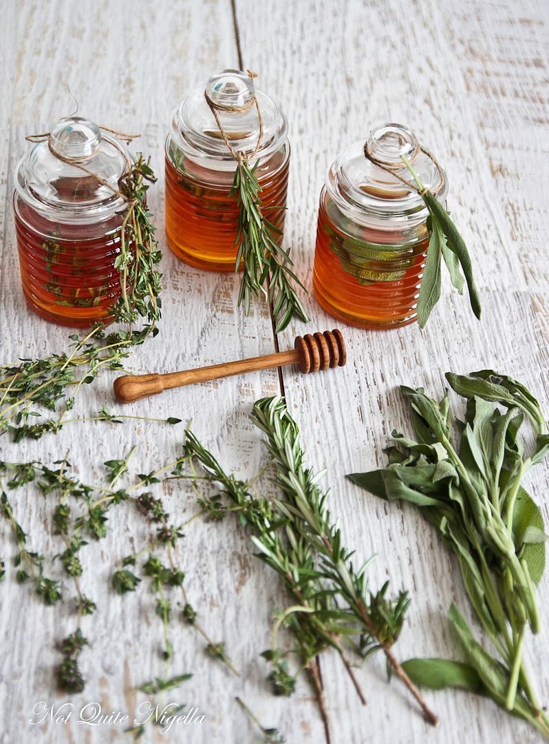 Homemade food gifts for Mother's Day: Herb Honey recipes at Not Quite Nigella