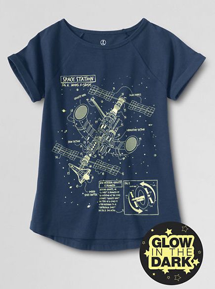 cool career t-shirts for girls: space t-shirt for future astronauts from Lands End