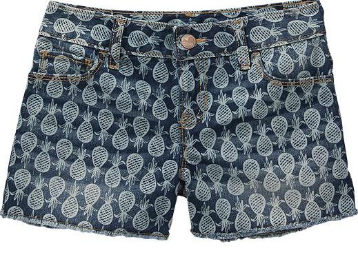 Old Navy pineapple print denim shorts for girls