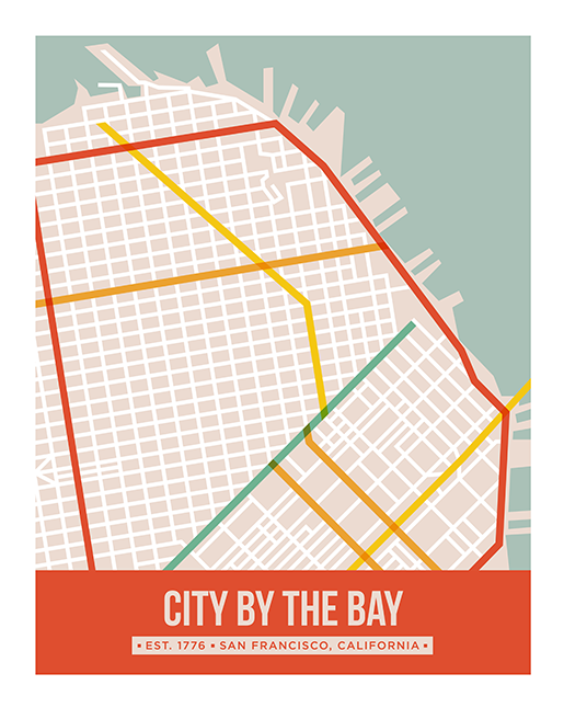 Cool modern San Fransisco city map poster by Sarah Lund