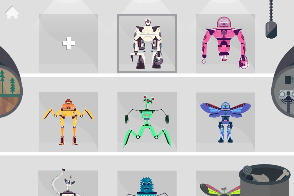 The Robot Factory app: Choose from dozen of robot parts and an array of color schemes.