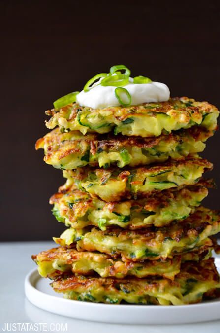 Our picky eaters love fritters, even when they have zucchini in them! Zucchini Fritters recipe | Just a Taste