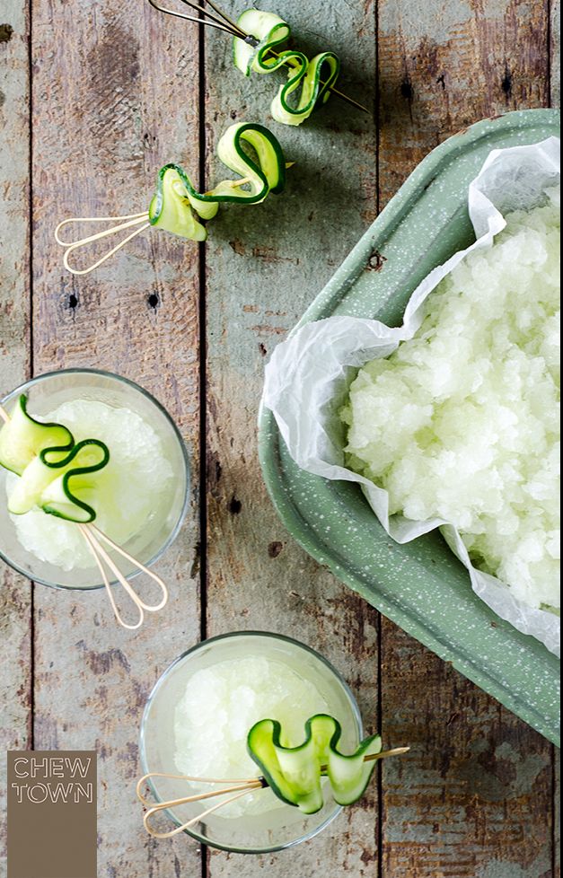 Creative frozen cocktail recipes | Cucumber gin and tonic granita at Chew Town