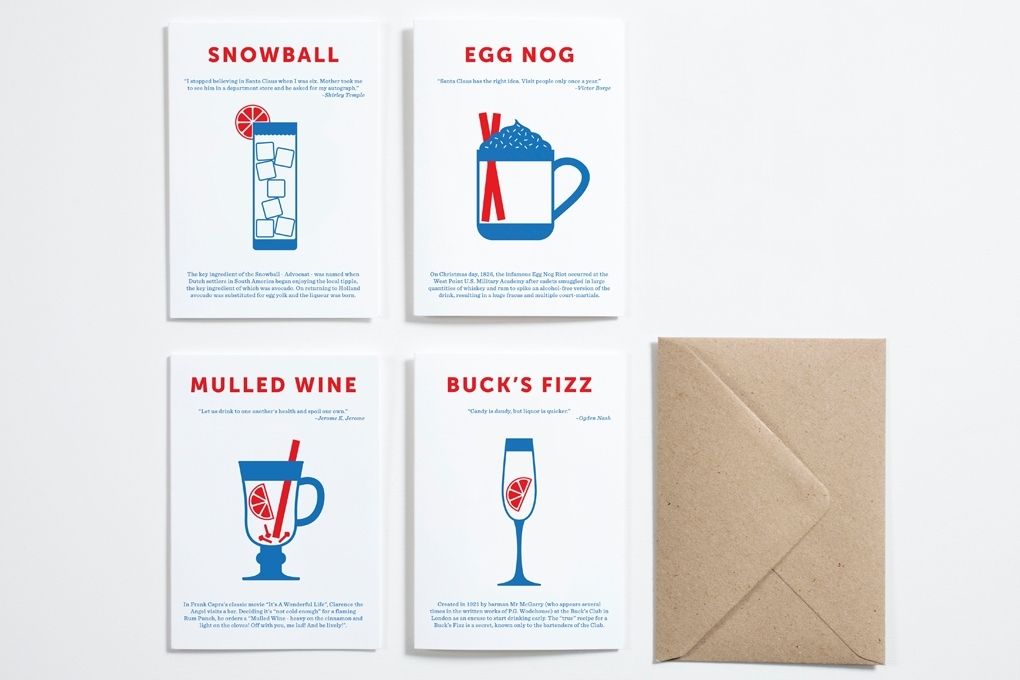 Sass up your holiday greetings with this festive winter cocktails holiday card set by Crispin Finn | Cool Mom Eats