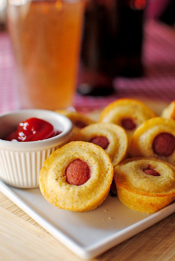 Use gluten-free corn meal and flour to make these Mini Corn Dog Bites a gluten-free school lunch recipe | Iowa Girl Eats