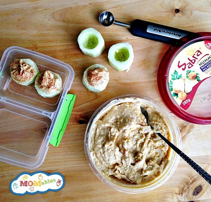 Cucumber Hummus Cups are a tasty and very clever gluten-free school lunch recipe | Momables