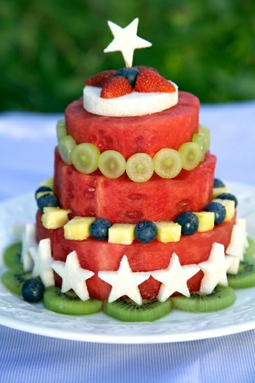 Super impressive fruit recipes for a party: Fresh fruit watermelon cake | Apron Strings