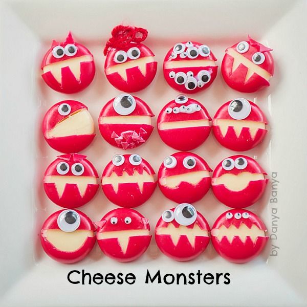 Easy bento box art ideas: These Cheese Monsters are so easy a 5yo made them! | Danya Banya