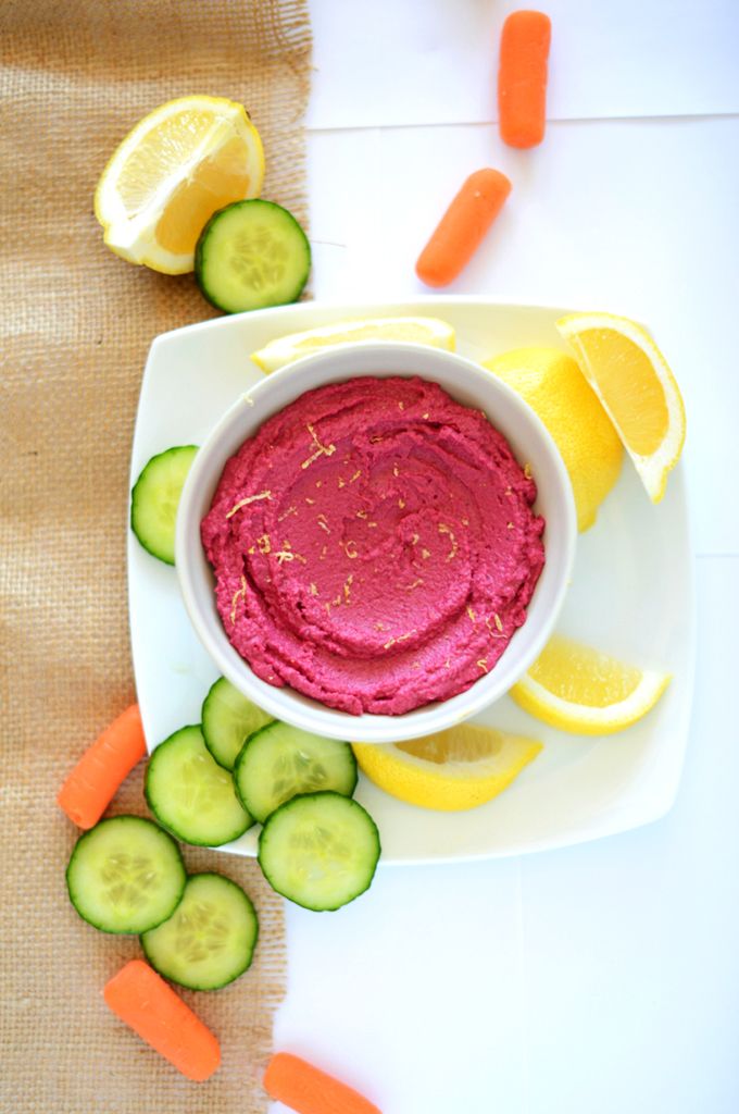 Get creative with how you pack vegetables in school lunch: Roasted Beet Hummus at Minimalist Baker