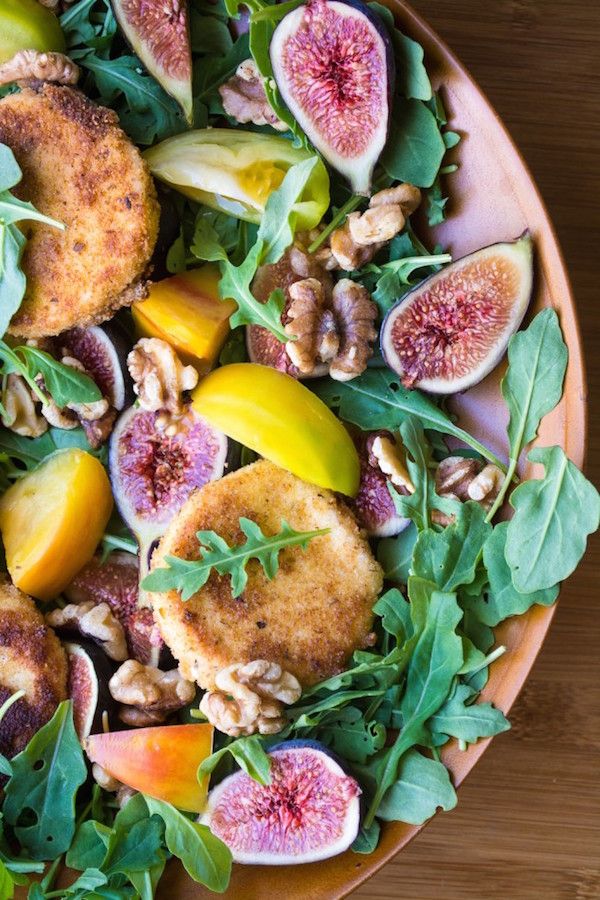 This Fig and Fried Goat Cheese Salad is an aweseome way to use stone fruit | The View from Great Island