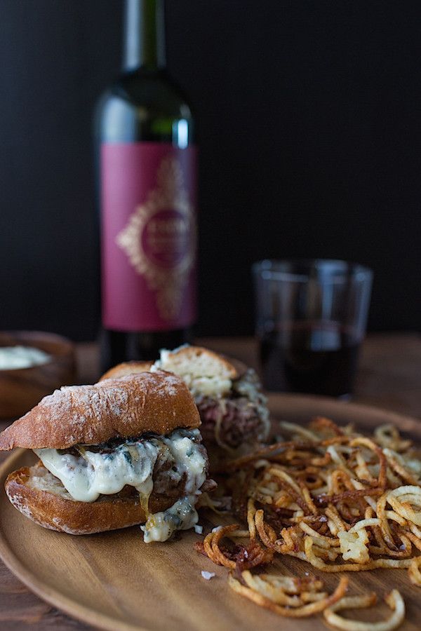 Globally Inspired Burger Recipes | Blue Cheese Burger on a Baguette at Chez Us