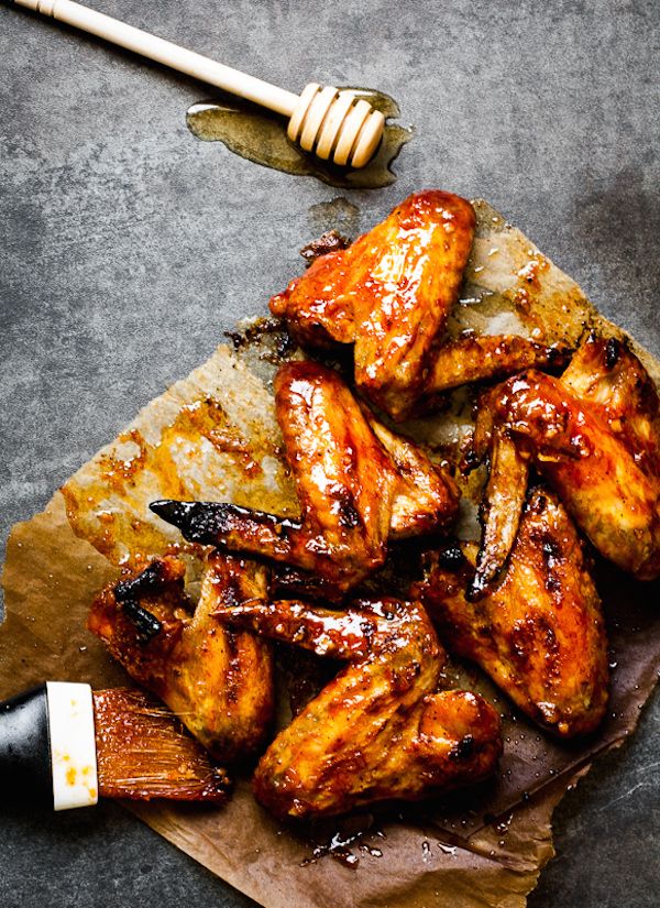 Easy make-ahead appetizers: Honey Sriracha Chicken Wings at Thyme to Eat