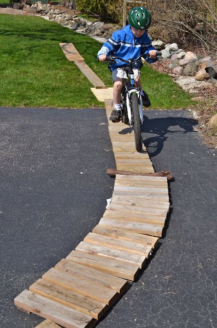 How to make a wooden bike path for kids in the driveway | from the What Did We Do All Day? blog