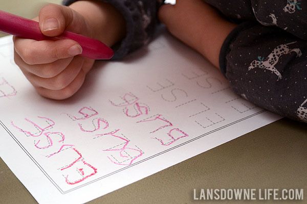 Landsdowne Life's free custom handwriting sheets for kids