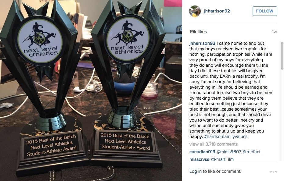 James Harrison's controversial Instagram about his son's participation trophies
