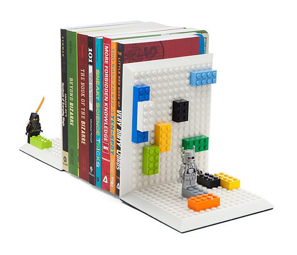 Build on Brick Bookends from Think Geek