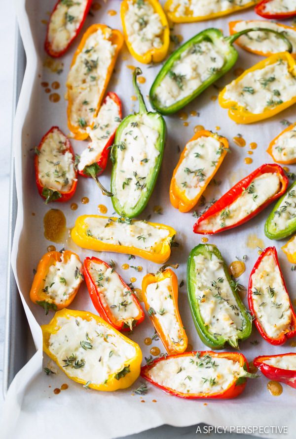 The most gorgeous 3-ingredient cocktail party recipe, these Mini Stuffed Peppers are elegant and, more important, tasty! | A Spicy Perspective