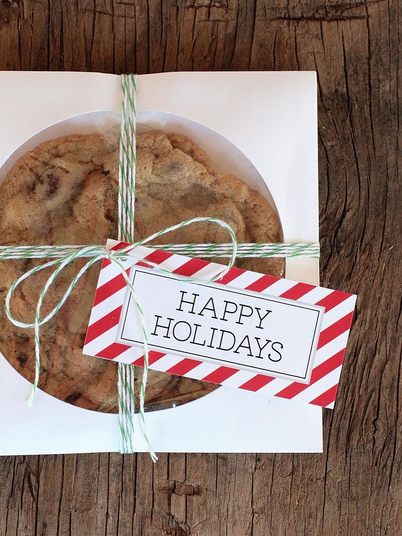 Christmas cookie gifts using CD cover and printable holiday tags from TomKat Studio