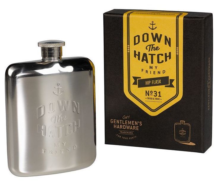 Down the Hatch Flask at Burke Decor - gentlement's hardware for the hip man in your life | Gifts for drinkers