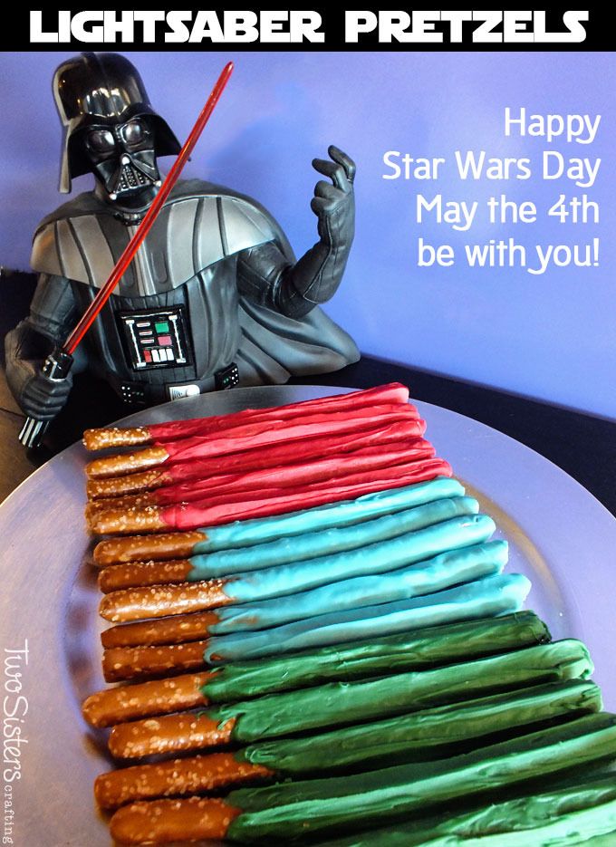 You can make these Lightsaber Pretzels for a Star Wars party or just to party with your Jedi | Two Sisters Crafting