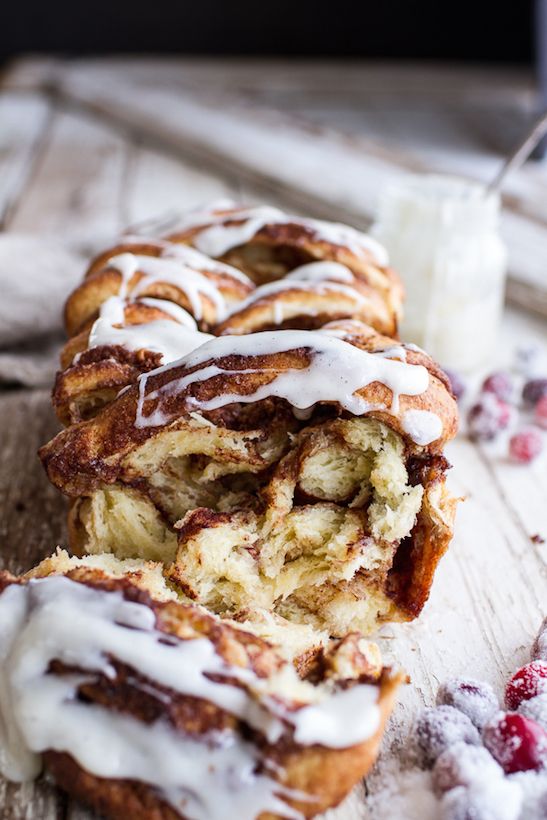 Melt in your mouth Overnight Pull Apart Brioche Cinnamon Roll Bread is an impressive make-ahead holiday breakfast recipe. | Half Baked Harvest