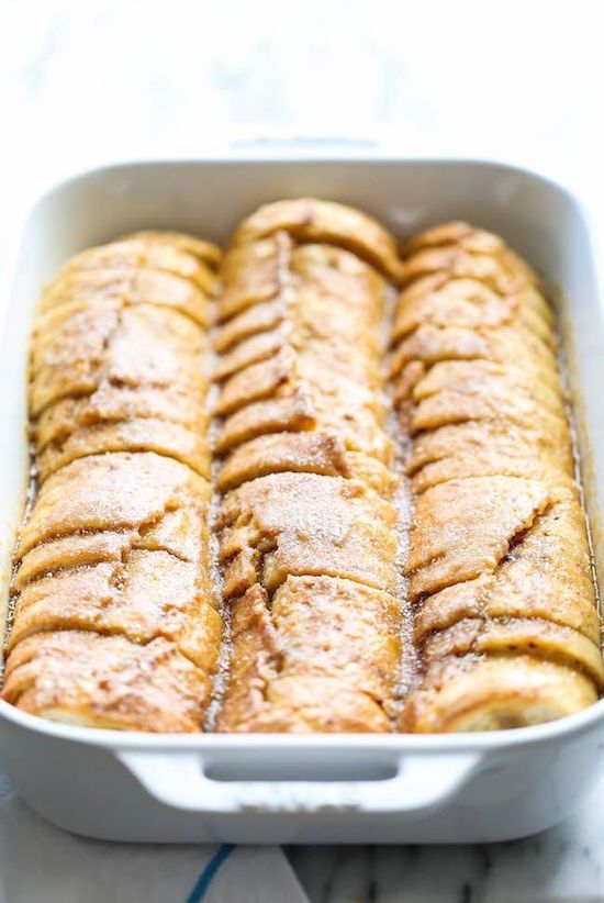 The whole family will go crazy for this cinnamon and maple Easy Overnight French Toast. It may be the perfect make ahead holiday breakfast recipe! | Damn Delicious 