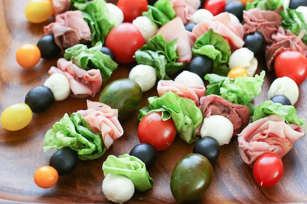 New Year's dinner ideas for kids: Get the greens in with this fun idea for Salad on a Stick | Bare Feet in the Kitchen