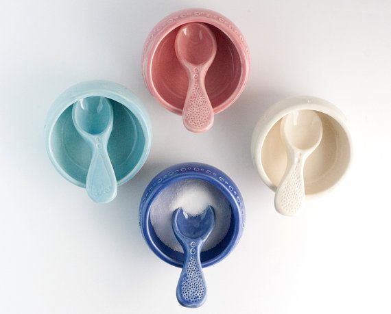 This salt pinch cellar and spoon from Jeannette Zeis at Etsy makes a pretty holiday gift and comes in tons of colors. So pretty! | Gorgeous hostess gifts for under $50: Cool Mom Eats holiday gift guide