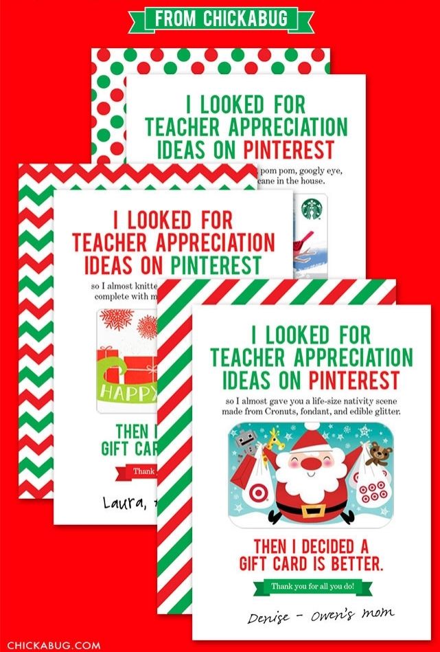 Funny, free printable gift card holder just for teachers by Chickabug