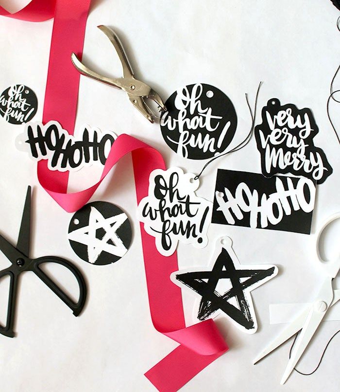 Hand lettered printable gift tags from Persia Lou