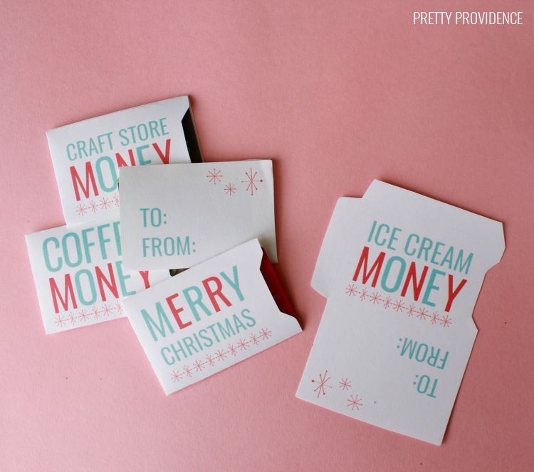 Free printable DIY gift card holders by Pretty Providence with different themes depending on the card