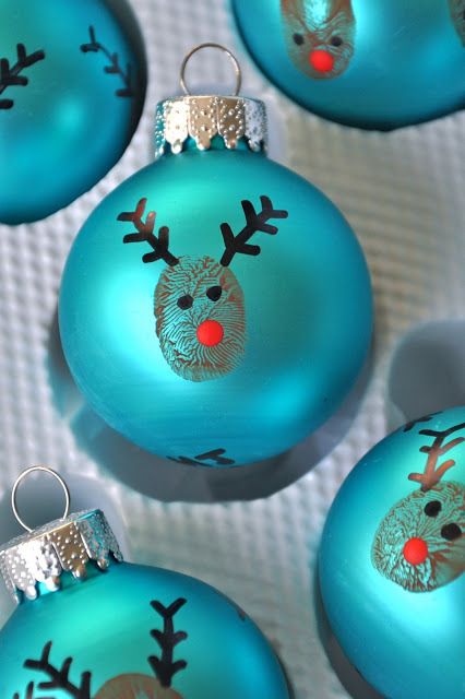 Reindeer thumbprint ornament for kids from Little Bit Funky