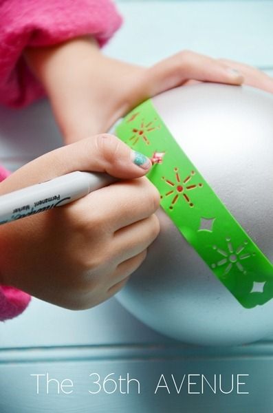 Stenciled ornaments for kids from The 36th Avenue